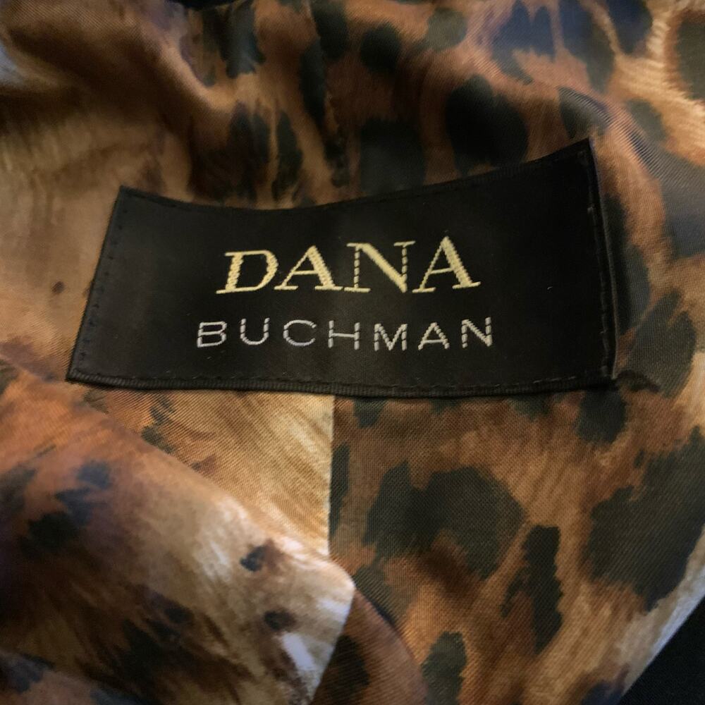 Dana Buchman Black Leopard Print Women Long Sleeve Trench Coat sz med - Picture 7 of 9